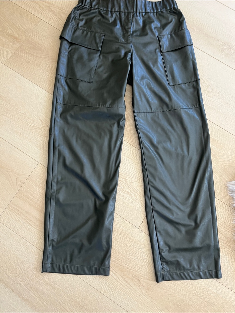 Uli Schneider Faux Leather Cargo Pants, Rich Forest Green